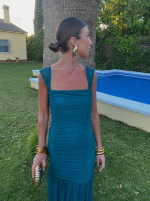 Vestido Drappe Petróleo