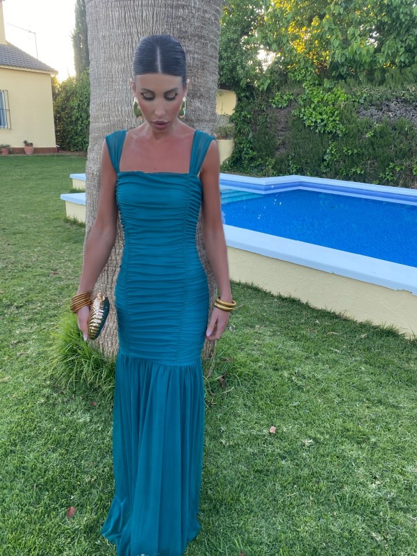 Vestido Drappe Petróleo