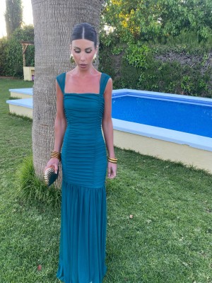 Vestido Drappe Petróleo