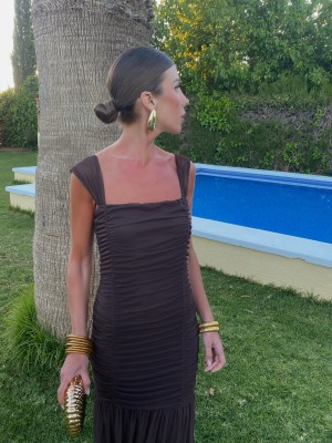 Vestido Drappe Marrón
