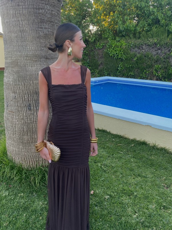 Vestido Drappe Marrón