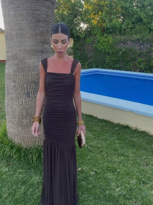 Vestido Drappe Marrón
