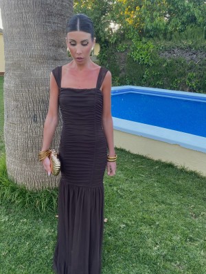 Vestido Drappe Marrón