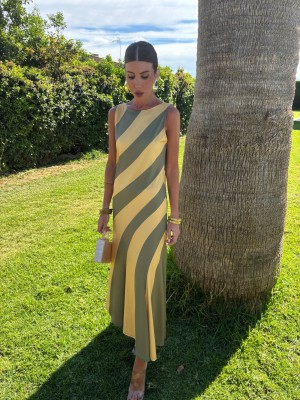 Vestido Oporto Oliva/Mostaza