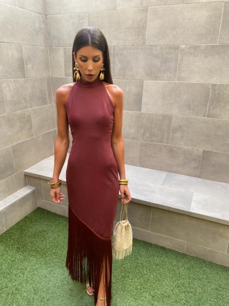 Vestido Aroa Marrom-Vinho