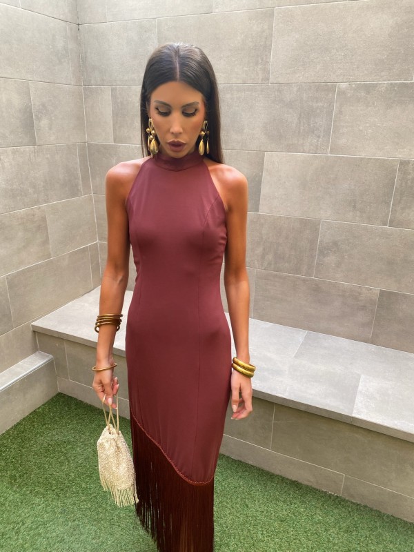 Vestido Aroa Marrom-Vinho