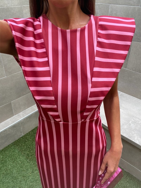 Robe Julia LuLaRoe Taille S - Rayures Roses Et Blanches Manches Courtes NEUVE