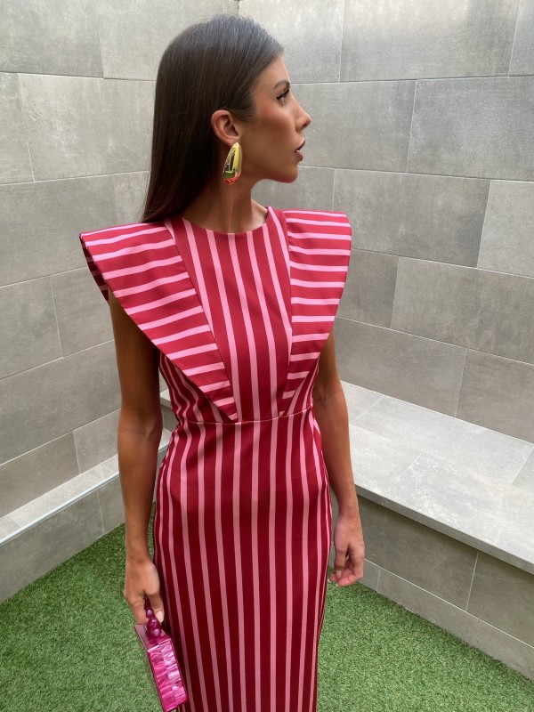Vestido listrado rosa