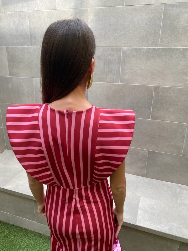 Vestido listrado rosa
