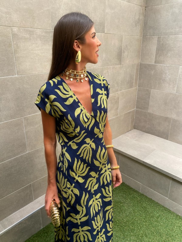 Robe Riquelme bleue/vert citron