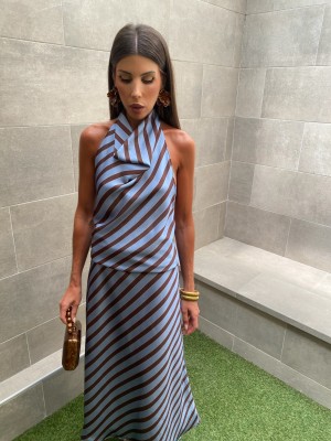 Ensemble López marron/bleu