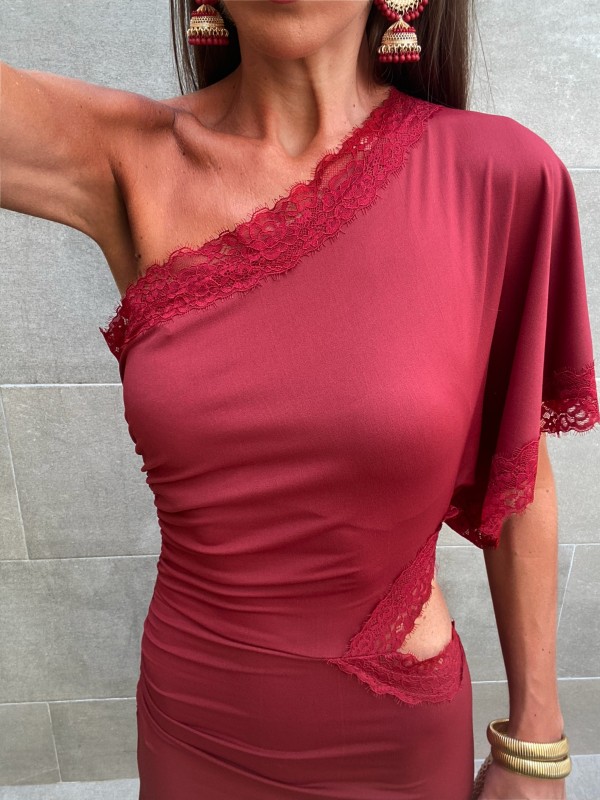 Wine Asymmetry Dress