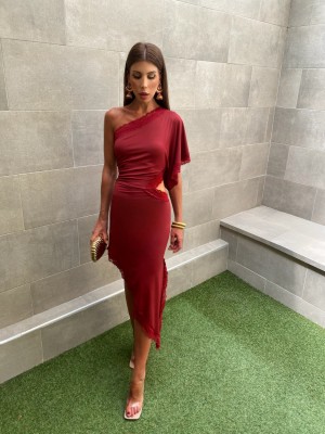 Wine Asymmetry Dress