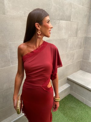 Wine Asymmetry Dress