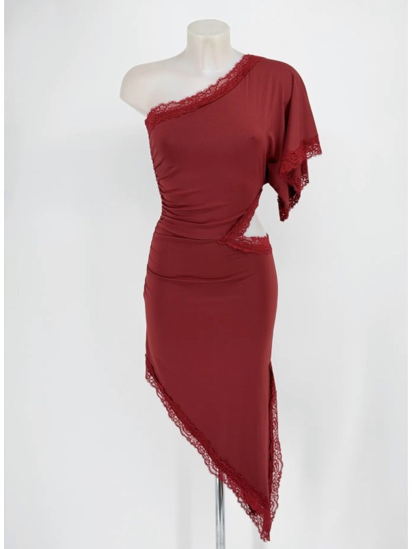 Wine Asymmetry Dress