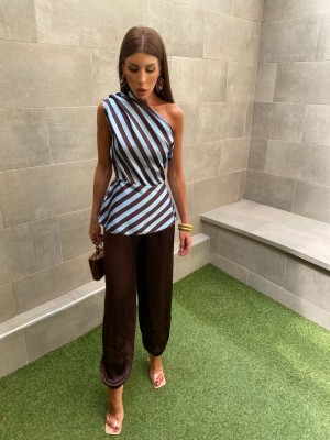 Haut marron/bleu Tana