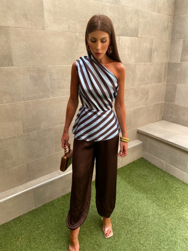 Haut marron/bleu Tana