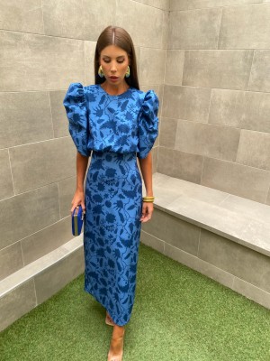 Vestido azul de gardênia