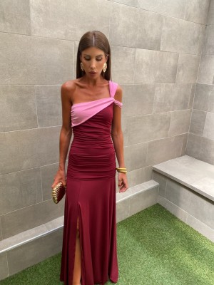 Two-tone wine/pink blonde dress