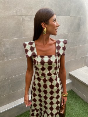 Vestido Sudán Marrón/Menta