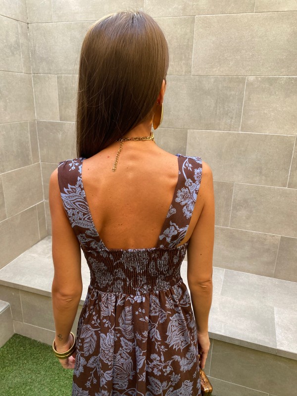 Vestido Teodosia Marrón/Turquesa