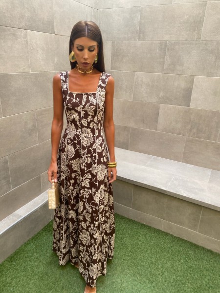 Robe marron et blanche Teodosia 2