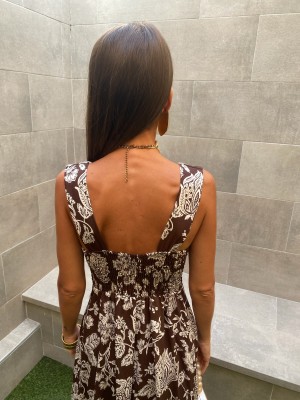 Robe marron et blanche Teodosia