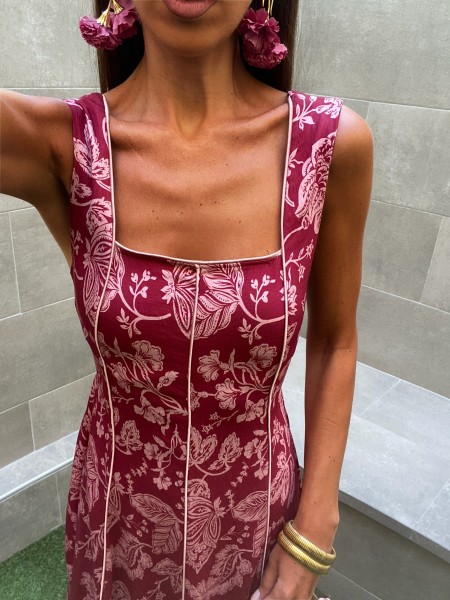 Vestido Teodosia Vino/Rosa