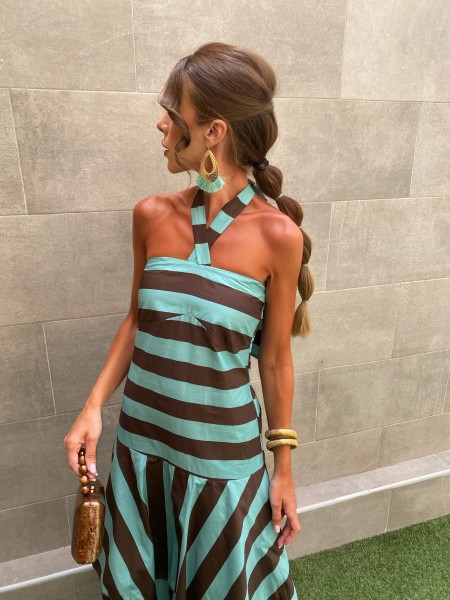 Vestido Guatemala Marrom/Turquesa 2