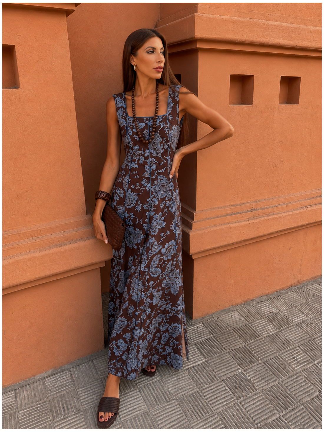champagne cocktail dresses Champagne Sequin-Print Long Prom Dress with Sheer Leg– PromGirl main image 0