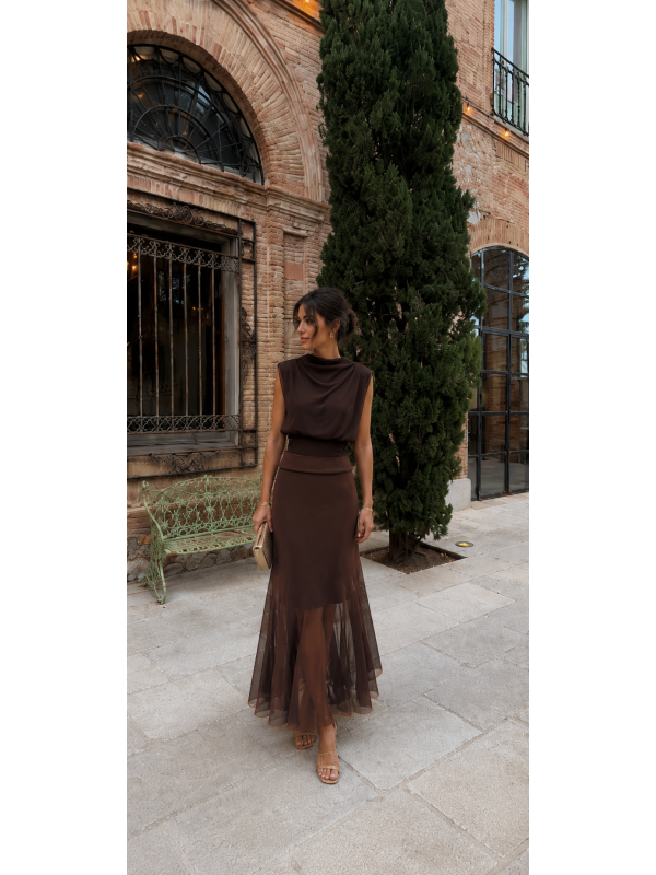 Conjunto Luana Sin Mangas Marrón
