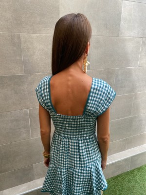 Green Gingham Ruffle Dress