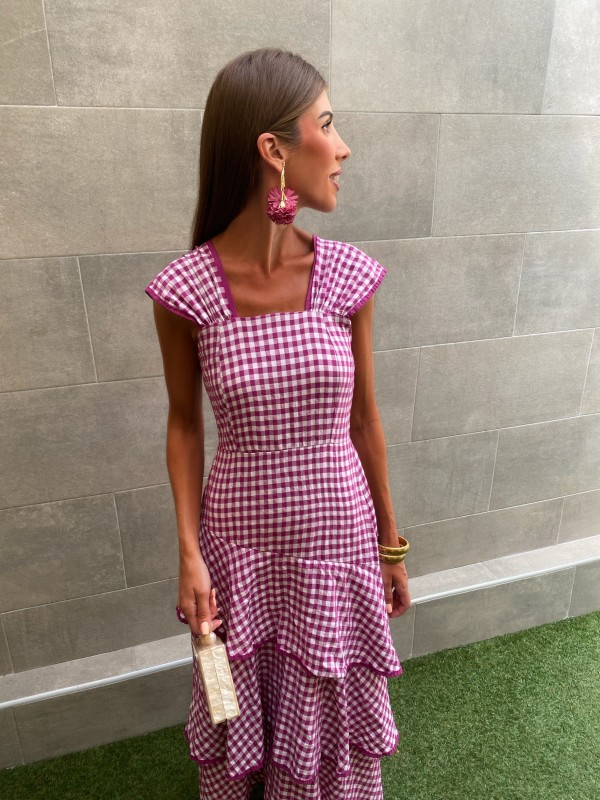 Pink Gingham Ruffle Dress