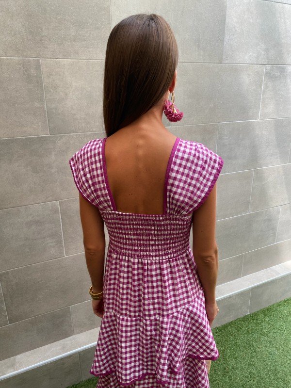 Vestido Vichy Volantes Rosado
