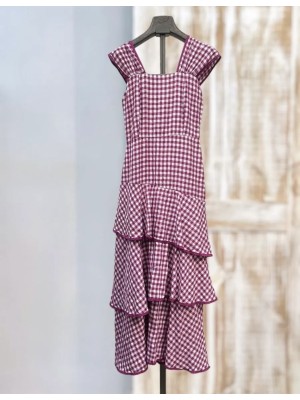 Vestido Vichy Volantes Rosado