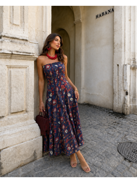 Vestido azul-marinho