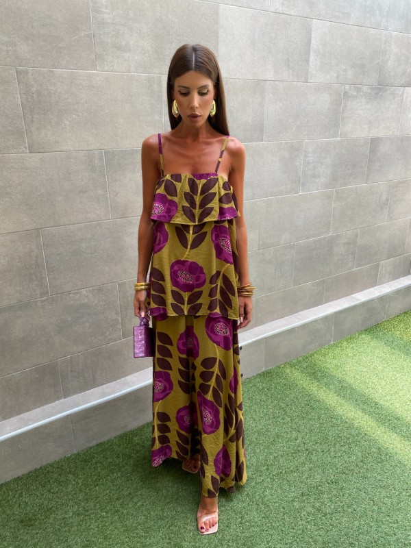 Robe Malhoa Pistache/Moutarde