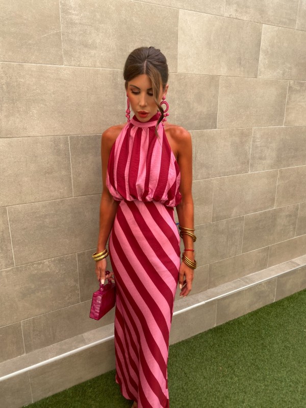 Vestido bispo vermelho/rosa