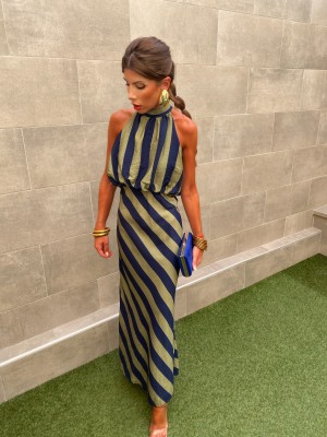 Robe à épingles verte/bleue