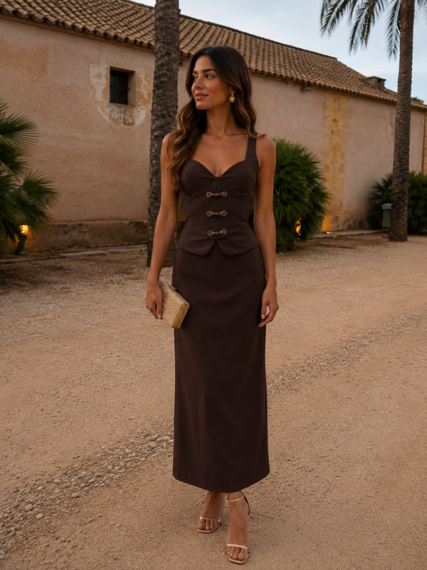 Vestido marrom da Calábria