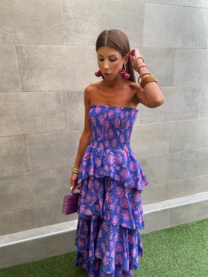 Vestido azul mesclado