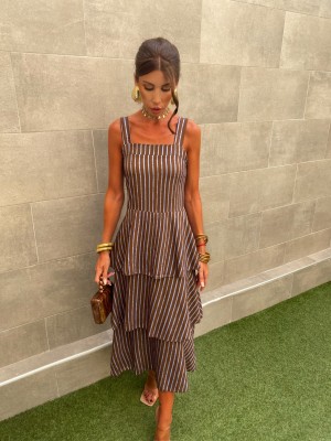 Vestido Tapioca Marrón/Turquesa