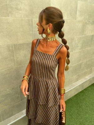 Vestido Tapioca Marrón/Turquesa