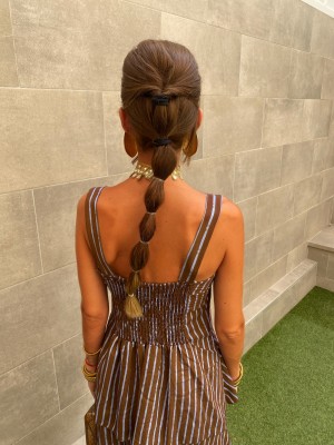 Robe en tapioca marron/turquoise