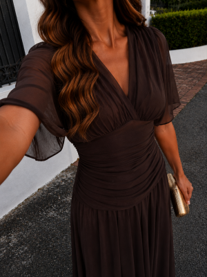 Uyoa Sleeveless Brown Dress