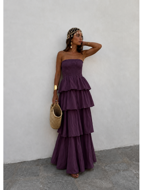 Vestido Boho Cor de Berinjela
