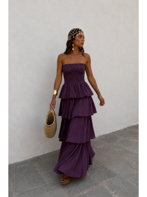 Abito boho color melanzana