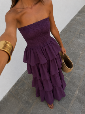 Abito boho color melanzana