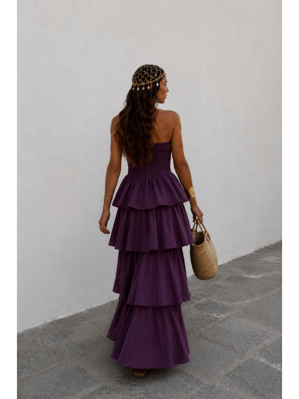 Abito boho color melanzana