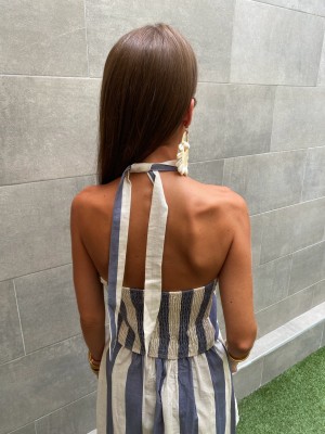 Conjunto Azul Marselha/Creme